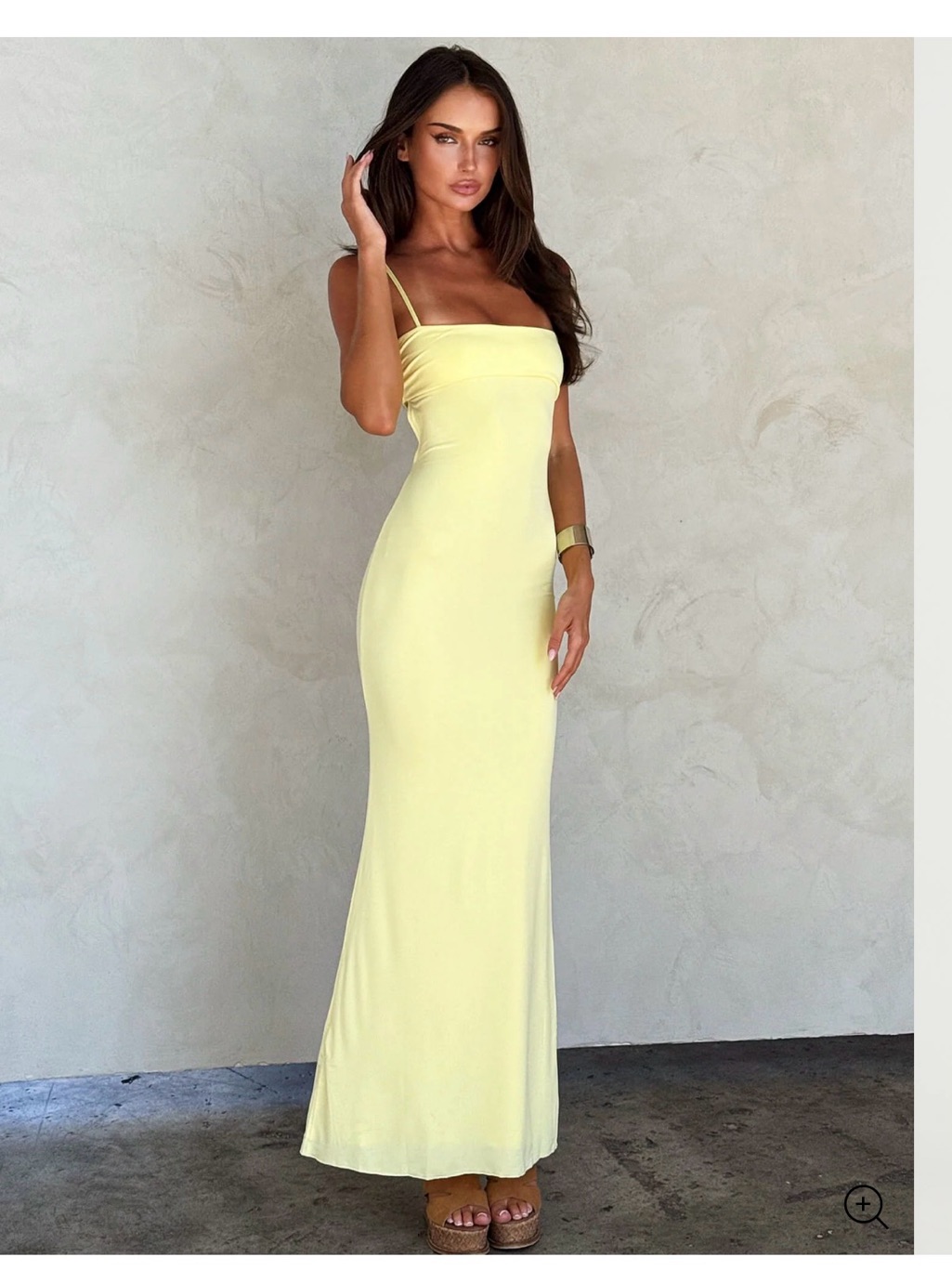 Tiger Mist Pale Yellow Spaghetti Strap Maxi Dress